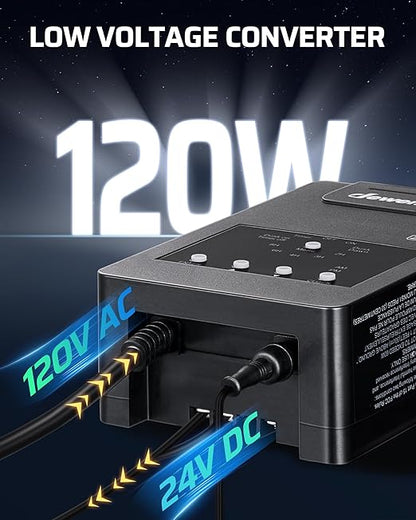 DEWENWILS 120W Low Voltage Landscape Transformer with Timer & Photocell Sensor, 120V AC to 24V DC Low Voltage Transformer, Weatherproof Landscape Lighting Transformer for Garden Lights Pathway Lights