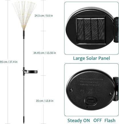 JJGoo Solar Firework Lights, 2 Pack 150 LEDs 2 Lighting Modes Solar Lights Outdoor Waterproof for Garden Patio Walkway Pathway Party Wedding Christmas Decorative - Purple