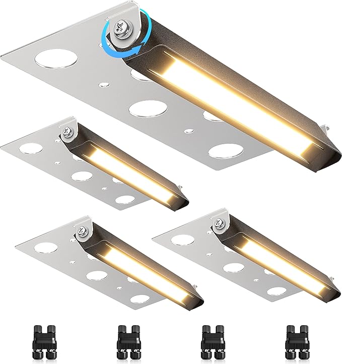 SUNVIE 7 Inch Hardscape Lighting 5W LED Retaining Wall Lights 3000K Warm White Low Voltage Landscape Lighting Waterproof Outdoor Step Lights with Connectors Paver Lights for Retaining Wall ETL, 4 Pack