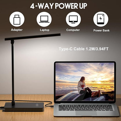LED Desk Lamp for Home Office, Desk light Dimmable Eye-caring Reading with 5 Lighting & 5 Brightness Level, Table Light Touch Control Foldable Table Lamp for Bedside Office Study Reading Work