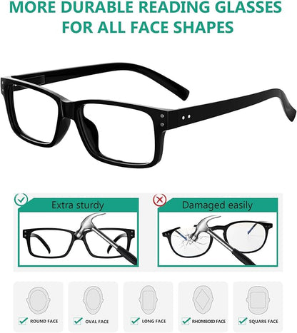 Eyekepper Vintage Reading Glasses for Men - 3 Pack Spring Hinges Classic Readers - Black Frame +3.00