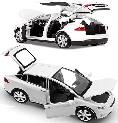 gidoyi Toy Car Model X, Pull Back Car Toys Alloy Vehicles with Lights and Sound 1:32 Scale Model Car (White)