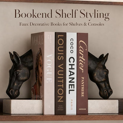 PROBENEX 4-7 Pieces Fashion Decorations Book Set. Premium Aesthetic Faux Books for Room Decor. (4) | Refined Modern Look - Not Real, No Pages Inside - Arrives Flat, Tool-Free 2-Min Setup