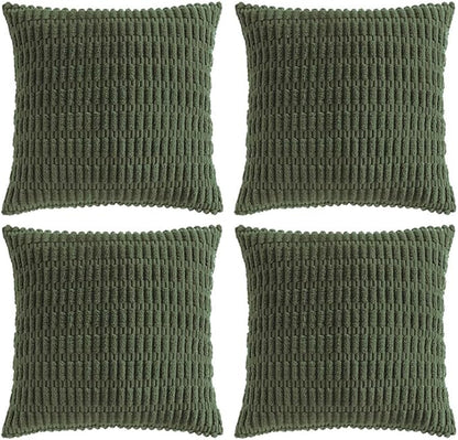 Fancy Homi 4 Packs Decorative Throw Pillow Covers for Living Room Couch Bed, Modern Farmhouse Boho Home Décor Accent Cushion Case, 18" x 18", Olive Green