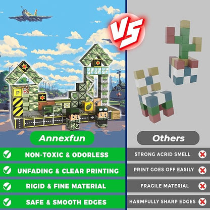 Annexfun Magnetic Blocks-100PCS Military Building Blocks Set, Kids Classroom Sensory Toy for Toddlers STEM Learning, Construction Stacking Toy for Kids 3+ Boys and Girls Christmas Birthday Gifts Toys