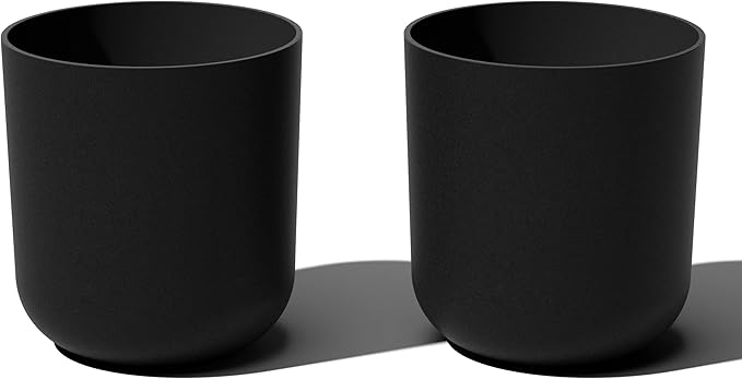 Veradek Round Black Plastic Planter Pots for Indoor/Outdoor Garden Use, with Drainage Holes, Suitable for Small to Large Succulent Plants, Flowers, Modern Interior Plants
