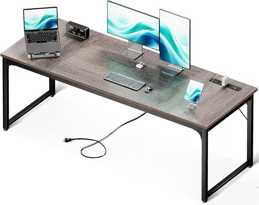 Coleshome 71 Inch Computer Desk with Power Outlet | Extra-long workspace • Fits dual monitors • Stable steel frame • Spacious legroom • Home office & gaming