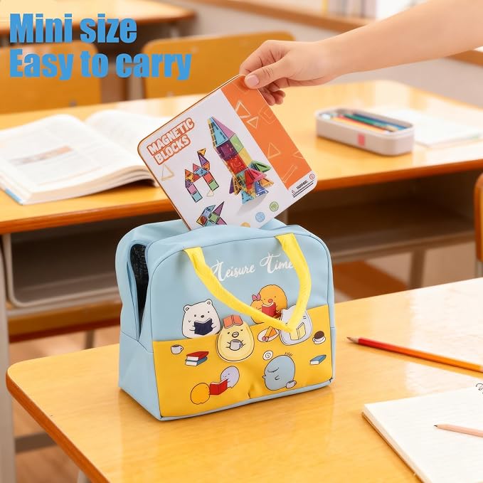 60PCS Mini Magnetic Tiles Building Blocks Set with Portable Iron Case, STEM Travel Toys for Kids Ages 3+, Educational Magnet Construction Puzzles for Boys and Girls,Toddler Puzzle Birthday Gift Toys