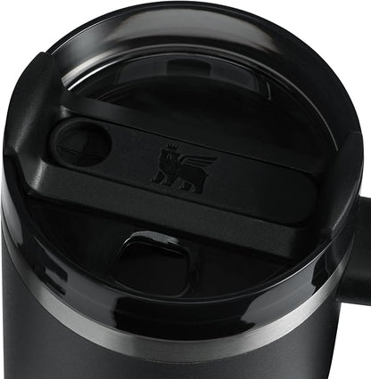 STANLEY Quencher H2.0 Flow State Tumbler, 14 oz, Black 2.0 | Handle and Straw | 3-Position Lid | Cup Holder Compatible for Travel | Insulated Stainless Steel Cup | BPA-Free
