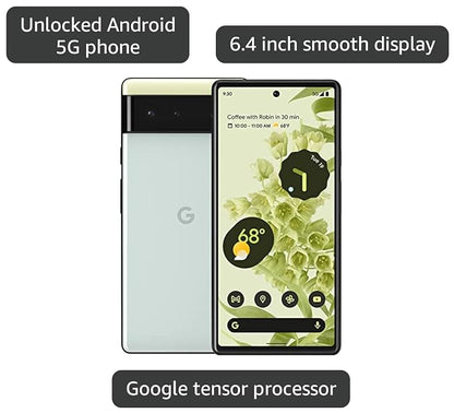 Google Pixel 6 – 5G Android Phone - Unlocked Smartphone with Wide and Ultrawide Lens - 128GB - Sorta Seafoam