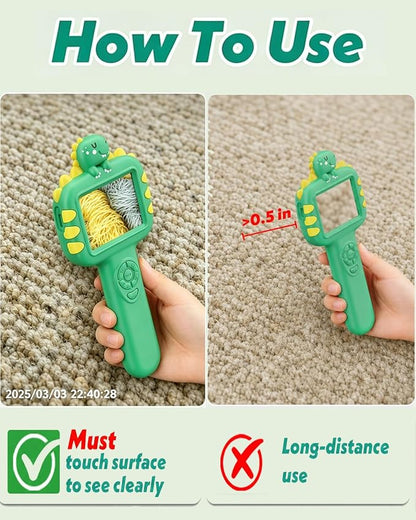 Outdoor Portable Kids Microscope: 100g Lightweight Pocket Design with One-Hand Grip for Travel – 3.5H Rechargeable Battery & 6 LEDs for Anytime Exploration – 1s Quick Auto Focus