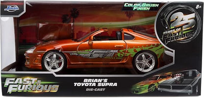 Diecast Model Car Compatible for Fast & Furious 25th Anniversary Edition 1:24 Brian's Toyota Supra in Brush Finish Color by Jada
