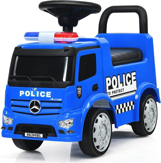 HONEY JOY Ride On Push Car, Licensed Mercedes Benz Push Cars for Toddlers w/Horn, Music, Lights, Under Seat Storage, Foot-to-Floor Ride On Fire Truck Toy for Kids Boys Girls 1-3, Blue