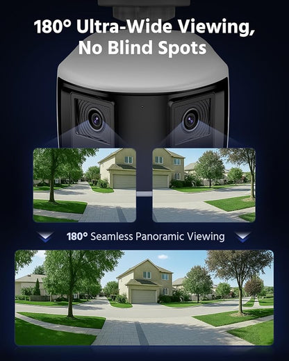 ANNKE FCD800 4K 8MP Dual-Lens PoE Security Camera, 180°Panoramic View, Smart Light Color Night Vision, Two-Way Audio, Light&Sound Alarm, AI Human/Vehicle Motion Detection, IP67 Weatherproof