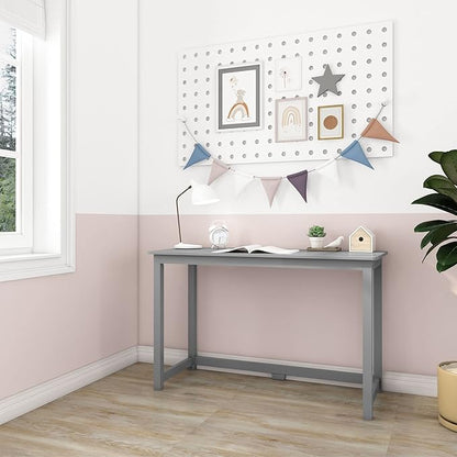Max & Lily Solid Wood Desk, 47 Inches, Grey