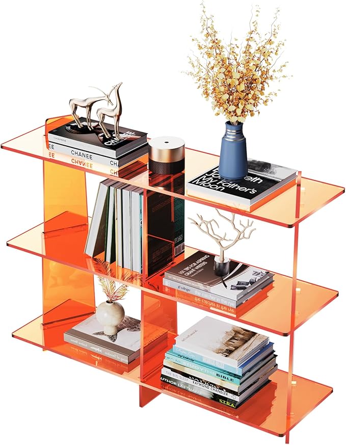 Acrylic Console Table, Entryway Table, Acrylic Bookshelf, 39.4'' x 11.8'' x 31.5'', Clear