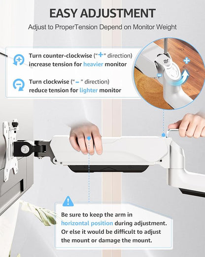 MOUNTUP Triple Monitor Stand Mount - 3 Monitors Desk Mount for Computer Screens Up to 27 inch, Triple Monitor Arm, Heavy Duty Monitors Stand, Each Arm Holds 4.4-19.8 lbs, White