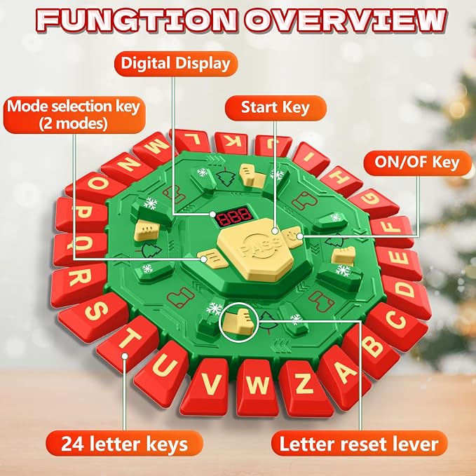 Resflycheng Word Game Family Board Game with Digital Display Timer, 2 Modes, 35 Cards, Fun Fast-Paced 24-Letter Game for Kids & Adults, 2+ Players, Ages 3 & Up