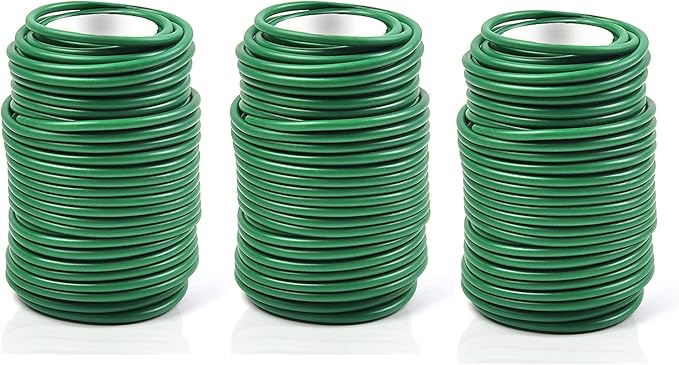 Decoroca Soft Plant Ties for Support - 65.6' Reusable Waterproof Plant Wire, Garden Twist, Office Organization and Decoration Binding（3pcs/Green）