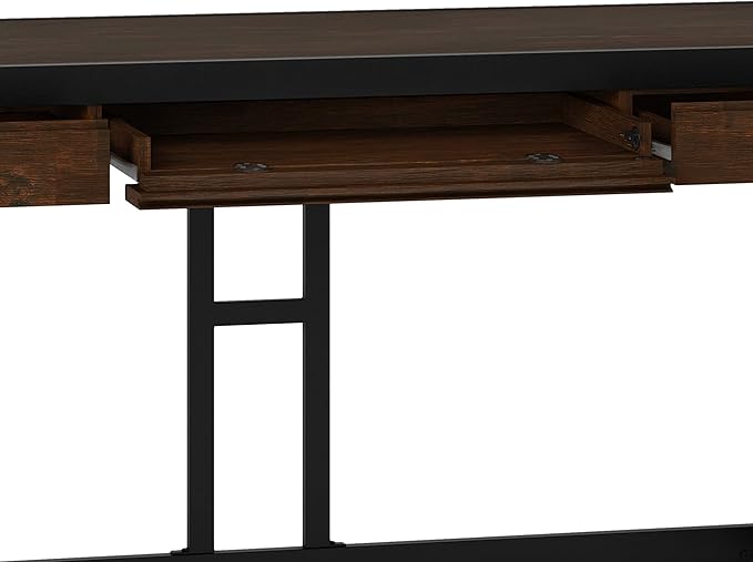 SIMPLIHOME Erina SOLID WOOD and Metal Modern Industrial 60 inch Wide Home Office Desk, Writing Table, Workstation, Study Table Furniture in Farmhouse Brown with 2 Drawers