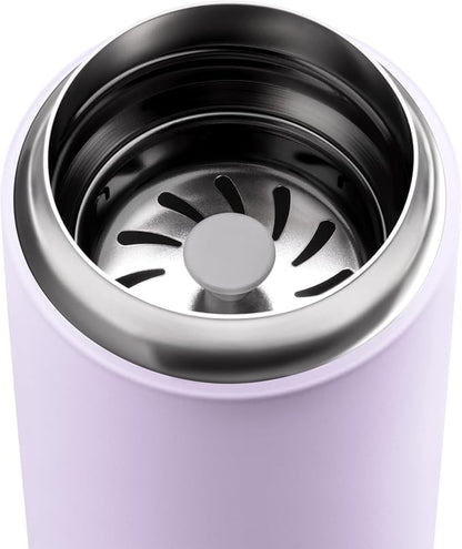 Fellow 12 oz Carter Move Travel Mug - Vacuum-Insulated Stainless Steel Travel Coffee Mug - Coffee Tumbler with Ceramic Interior and Splash Guard - Lavender Purple