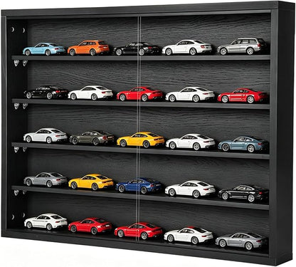 Large Car Display Case, PKHROR Oversized Diecast Car Display Frame with UV Protection, Wall Mount for Toy Cars and Collectible Models, Black