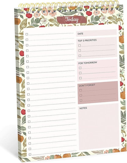 Taja To Do List Notepad, Undated Daily Planner for Work and Goal Setting | Cherry Orchard, 52 Sheets, 9.8" x 6.5" , for Office, Home and school, Daily Task Planning, Notes and Everyday Organization