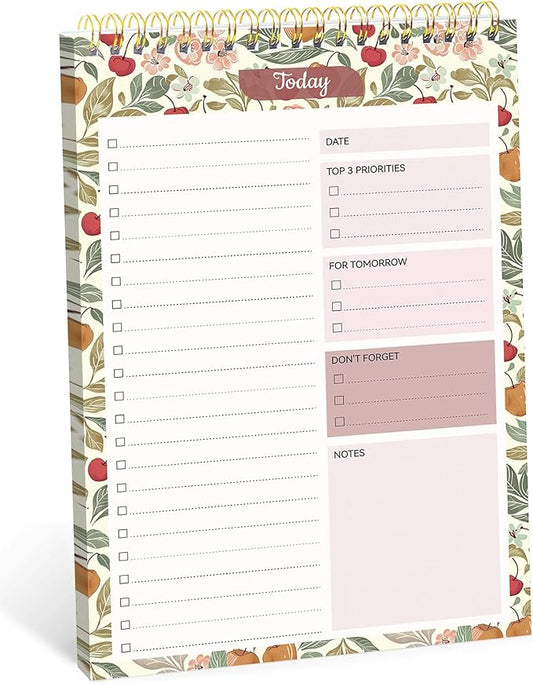 Taja To Do List Notepad, Undated Daily Planner for Work and Goal Setting | Cherry Orchard, 52 Sheets, 9.8" x 6.5" , for Office, Home and school, Daily Task Planning, Notes and Everyday Organization