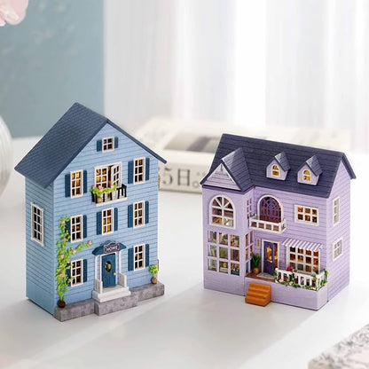 CUTEROOM Dollhouse Miniature with Furniture, DIY Wooden Dollhouse Kit Plus LED Lights, Creative Room for Valentine's Day Gift Idea (D031)