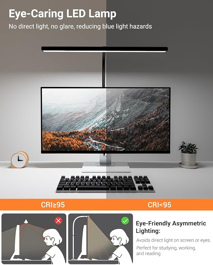 LED Desk Lamps for Home Office, Gooseneck Desk Lamps with Clamp, 30 Lighting Modes Adjustable, 18W Eye-Caring Desk Light, for Reading, Study, Workbench