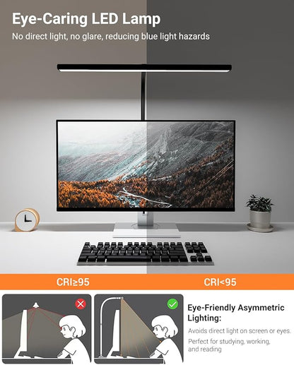 LED Desk Lamps for Home Office, Gooseneck Desk Lamps with Clamp, 30 Lighting Modes Adjustable, 18W Eye-Caring Desk Light, for Reading, Study, Workbench