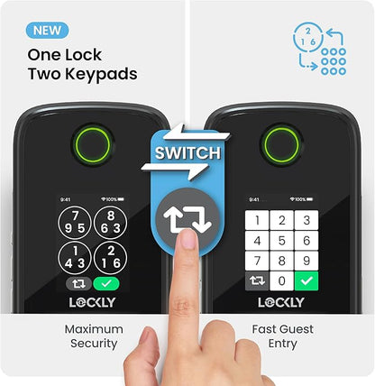 Lockly Secure Pro Smart Lock with Handle - Biometric Fingerprint & Patented Anti-Peep PIN Genie Keypad, Built-in Wi-Fi Keyless Entry Door Lock, App Remote Control, Works with Alexa & Google Assistant