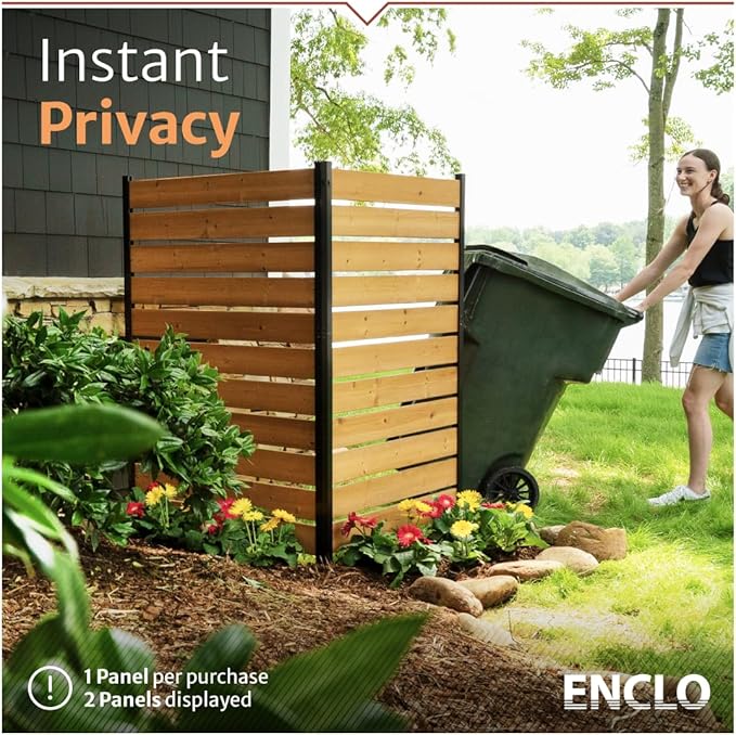 5ft H x 3.2ft W (1 Panel) No Dig Enclo Concord Cedar Wood Privacy Screen, Great to Hide Trash Cans, Decorative Patio Privacy Screen, Outdoor Privacy Fence Panel, Air Conditioner Fence, EC18022