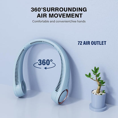 Morelax Neck Fan, USB Rechargeable Personal Fan,Hand Free Bladeless Portable Fans,4000 mAh, 3 Speeds,72 Air Faster softer 360° Cooling, Ultra Quiet,Gift Suitable for Home, Office, Travel, Sports