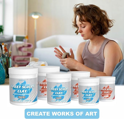 4 Pound Black Epoxy Putty Sculpt Clay, 2 Part (A & B) Modeling Compound for Sculpting, Modeling, Building, Repairing, Self-Hardening Epoxy Clay Easily Repairs Metal, Wood, Tile, Ceramics, Plastic