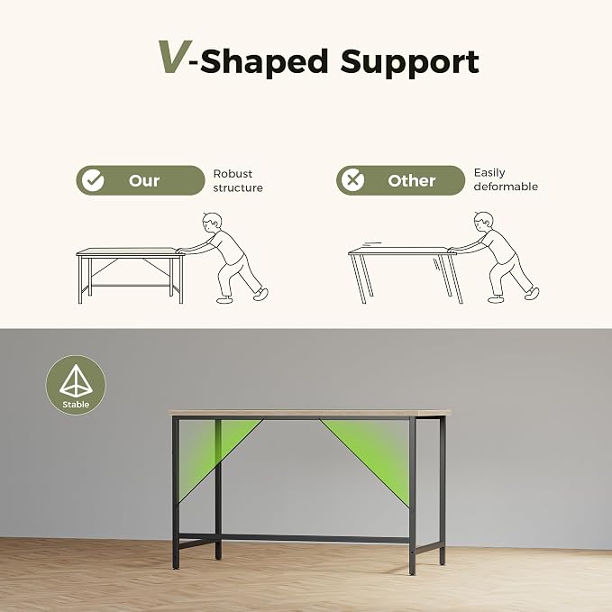 Mericonia 48x20 Inch Computer Desk, 0.6" Thick Small Office Table | Modern Simple Style, Small Study & Writing Table for Home Bedroom Work, Brown