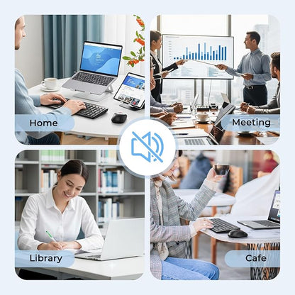 MEETION Bluetooth Keyboard and Mouse, 2.4G + Dual Bluetooth Multi Device, Full Size Silent Ergonomic Keyboard with 4 Level DPI Adjustable Wireless Mouse for Windows, Mac OS Desktop/Laptop/PC, Black