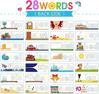 KMUYSL Learning Toys for 3 4 5 6 Years Old Boys and Girls - See & Spell CVC Word Builders with Alphabet Cards for Kids, Preschool Learning Activities Toys, Idea Birthday Gifts for Age 3-5 4-6 Kids