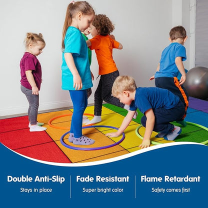 Booooom Jackson Classroom Rug Colorful Seating Classroom Carpet Elementary, Preshool Rug for School, Colorful Class Rug Classroom Area Rug Educational Rug (7'7" x 13', P008-ColorPalette-Plus)