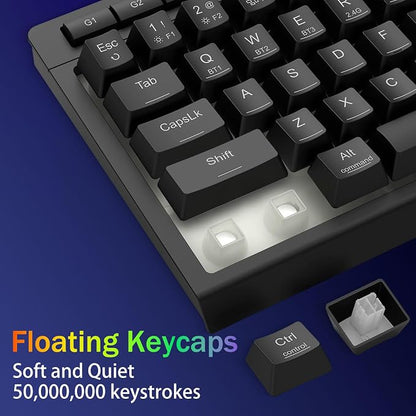 Redragon Wireless Gaming Keyboard, RGB Backlit, Portable 60% Design, Black | Bluetooth/2.4GHz/USB-C Wired, Mini Quiet Macro Membrane Keyboard, Rechargeable 4000mAh Battery, Anti-Ghosting for Win/MAC