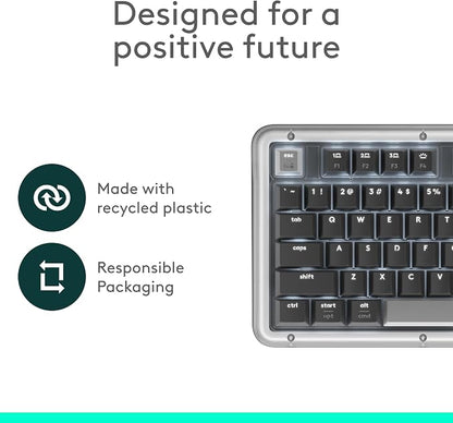 Logitech Alto Keys K98M Wireless Mechanical Gasket Keyboard - Graphite | Customizable, clicky, vibration absorbing gasket, white backlit keys, Bluetooth, USB-C charging, for PC, Mac, Laptops