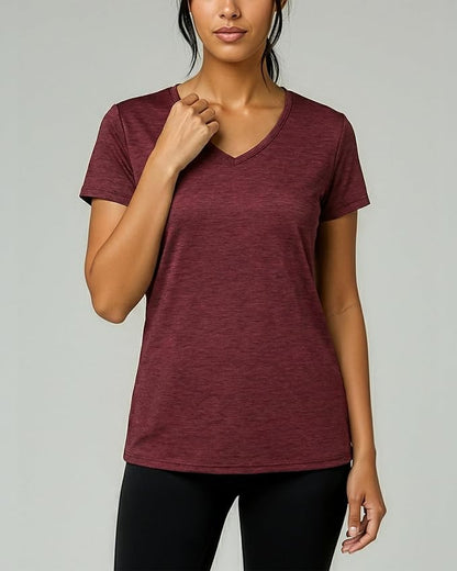 5 Pack Women's Dry Fit V Neck Workout Tops T Shirts Athletic Gym Yoga Tees | Available In Plus Size, Cooling Moisture-Wicking, Short Sleeve, Quick-Dry, Fitness, Stretch, Exercise, Running, Hiking