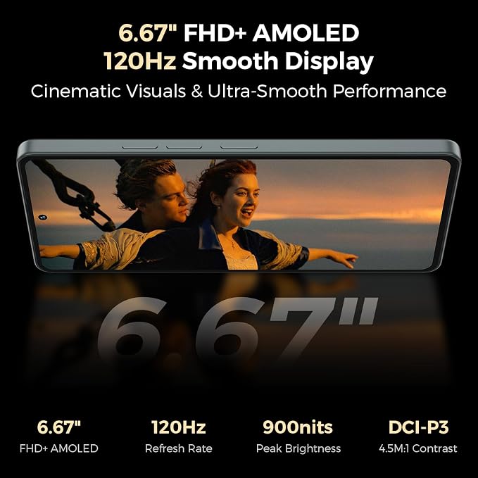 S13 108MP AI Triple Camera, 32MP Front, 50MP Ultra-Wide, 8MP Macro, Android 14 Smartphone, 6.67" FHD+ AMOLED 120Hz, 12GB+256GB, 5000mAh, 33W Charging, Dual SIM, Fingerprint & AI Face Cell Phone