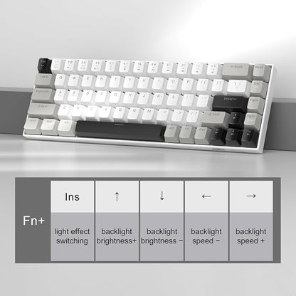 MageGee Portable 60% Mechanical Gaming Keyboard, MK-Box LED White Backlit Compact 68 Keys Mini Wired Office Keyboard with Red Switch for Windows Laptop PC Mac - Grey