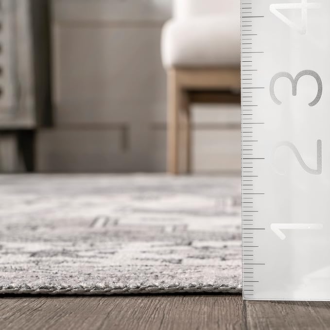 nuLOOM Medallion Bordered Machine Washable Ultra Thin Accent Rug, 3' x 5', Beige