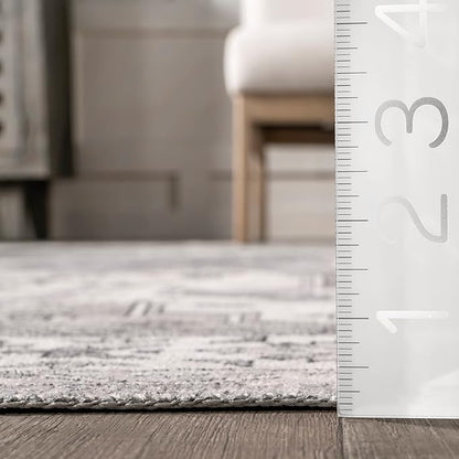 nuLOOM Medallion Bordered Machine Washable Ultra Thin Accent Rug, 3' x 5', Beige