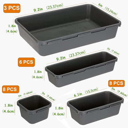 Kutesna 25PCS Interlocking Drawer Organizer, Plastic Desk Organizer Set | 4-Size Versatile Storage Bins,BPA-free, Non-slip, Fits Any Drawer for Cosmetics, Bathroom, Tools, Kitchen and Office