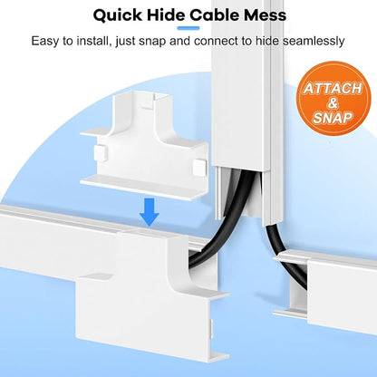 126in Cord Hider Kit (8 x L15.7in), ZhiYo Wire Hiders for TV on Wall, Paintable Cable Management Kit, Wire Cover for Wall Mount TV, Grey Cable Raceway, Cord Cover Wall Wire Management, W1.18in H0.67in