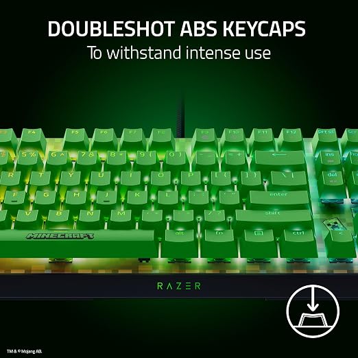 Razer BlackWidow V4 X Mechanical Gaming Keyboard, Minecraft Edition | Green Switches Tactile & Clicky, 6 Macro Keys, Chroma RGB, Doubleshot ABS Keycaps, Sound Dampening & Stabilizers