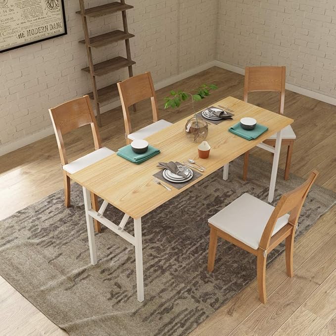 Computer Desk,62 Inch Modern Simple Style Folding Tables,Home Office Writing Desk, Space Saving Foldable Table, No Install Needed